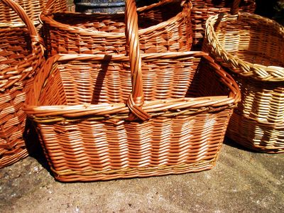 Square randed willow shopping basket